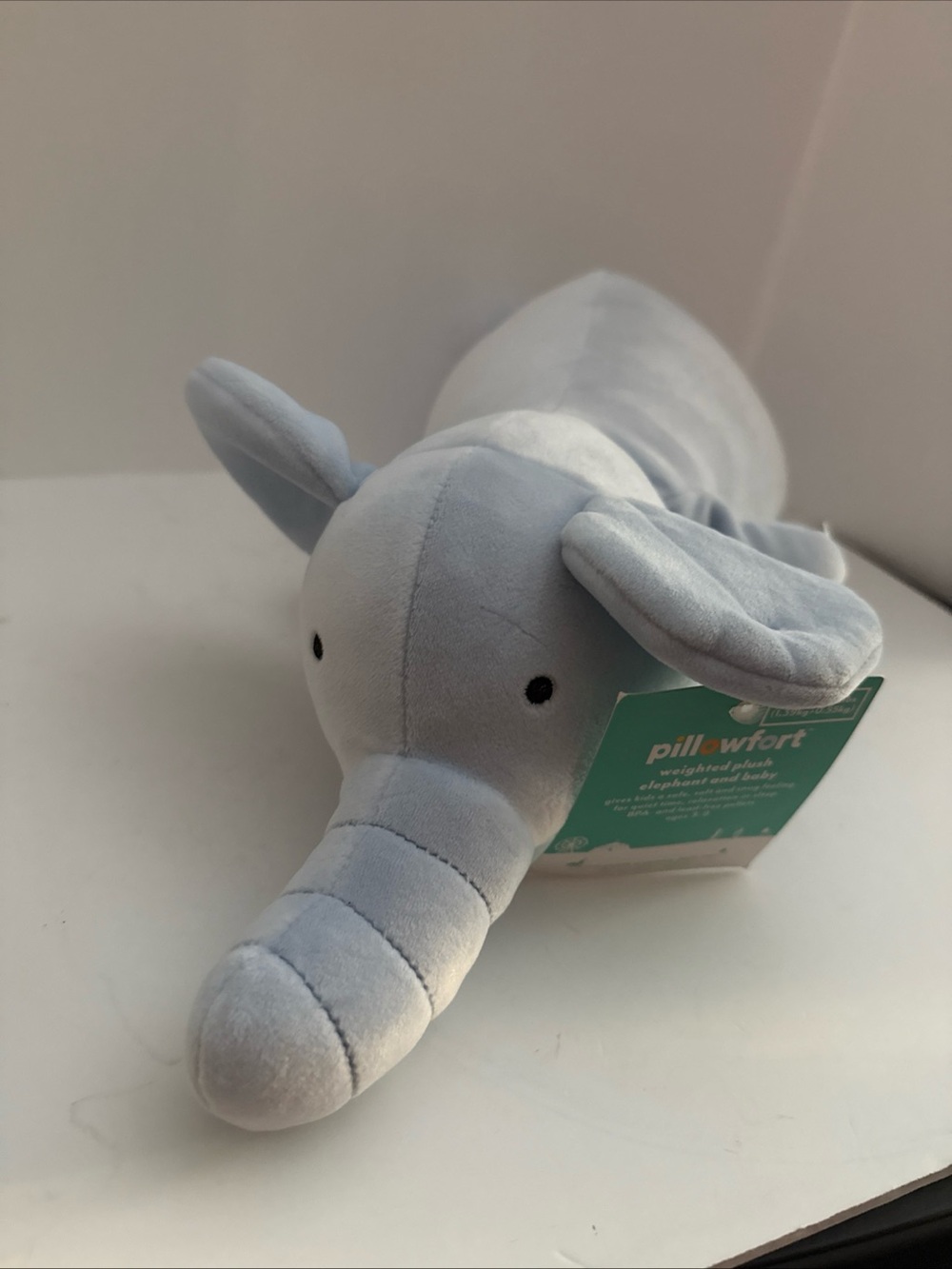 Pillowfort Pale Blue Plush Elephant Pillow
